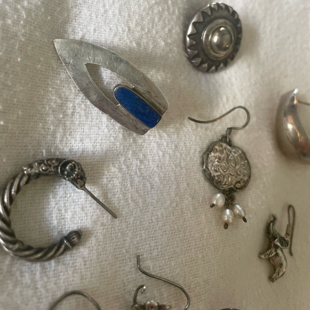 Vintage Sterling, orphaned earrings lot.